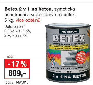 Bara na beton 2v1 Betex Barvy a laky Hostivař