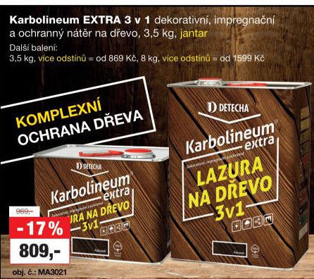 Impregnační nátěr na dřevo Karbolineum Extra 3v1 Detecha