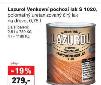 Venkovní pochozí lak Lazurol