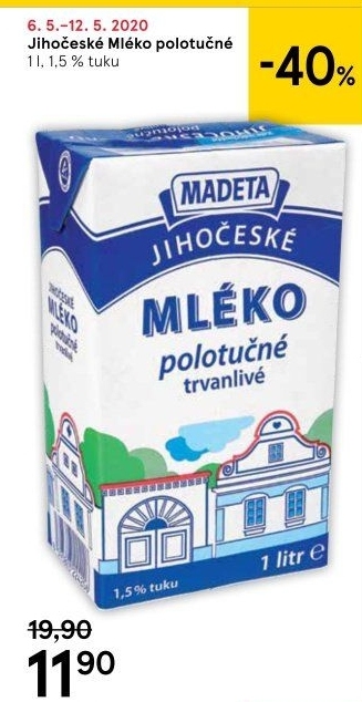 Mléko trvanlivé Jihočeské Madeta - 1,5% polotučné