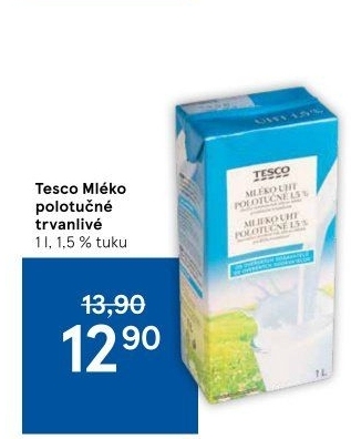 Mléko trvanlivé Tesco - 1,5% polotučné