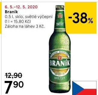Pivo světlé výčepní 10° Braník