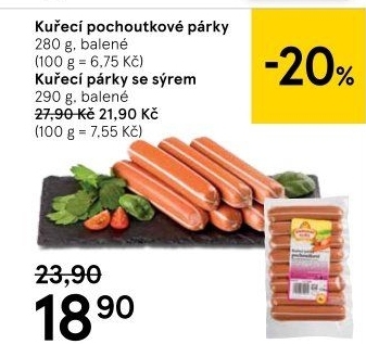 Párky kuřecí pochoutkové Vodňanské kuře