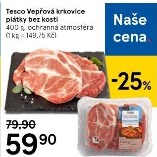 Vepřová krkovice bez kosti Tesco