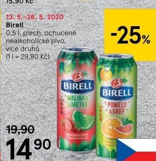 Nealkoholické pivo ochucené Birell