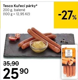 Párky kuřecí Tesco