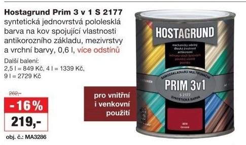 Barva na kov Prim 3 v 1 Hostagrund
