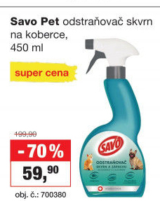 Odstraňovač skvr a zápachu ve spreji Pet Savo