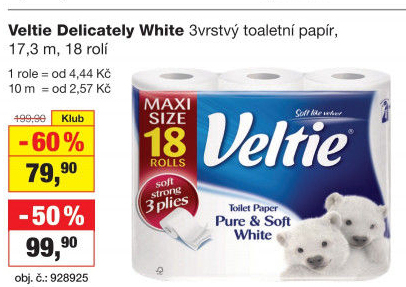 Toaletní papír 3vrstvý Veltie