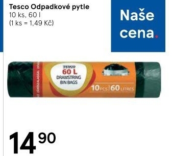 Pytle na odpadky 60 l Tesco
