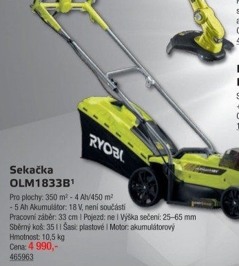 Aku sekačka Ryobi OLM1833B