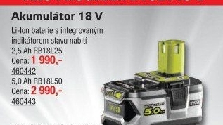 Akumulátor RB18L25 Ryobi