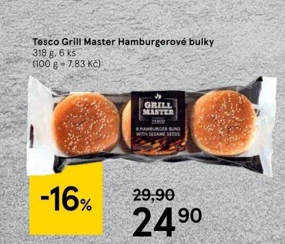 Bulka na hamburger Grill Master Tesco