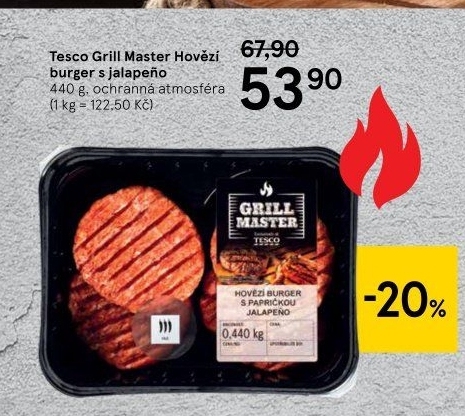 Hovězí burger Jalapeňo Grill Master Tesco
