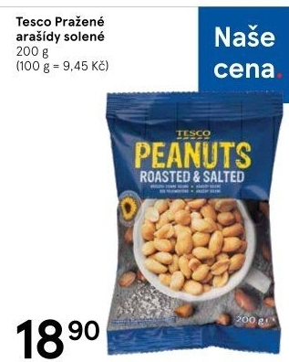 Pražené arašídy Tesco