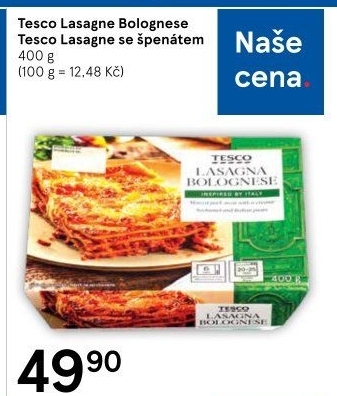 Lasagne bolognese Tesco