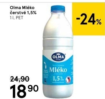 Mléko čerstvé Olma - 1,5% polotučné