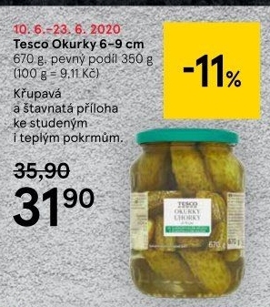Okurky Tesco