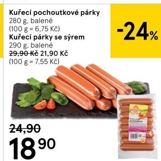 Párky kuřecí pochoutkové