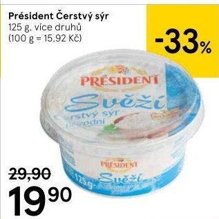 Svěží čerstvý sýr Président