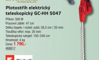Elektrické nůžky na živý plot teleskopické Einhell GCHH5047