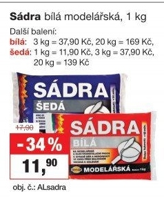 Sádra modelářská Barvy a laky Hostivař