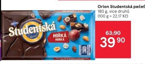 Čokoláda Studentská pečeť Orion