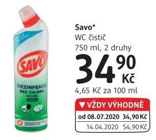 Gelový čistič WC Savo