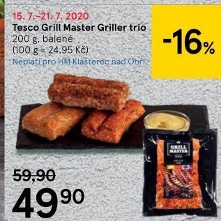 Klobásy Griller trio Grill Master Tesco