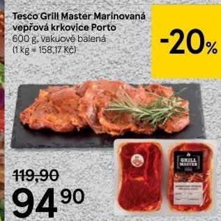 Vepřová krkovice marinovaná bez kosti Porto Grill Master Tesco