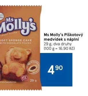 Piškotový medvídek s náplní Ms Molly'