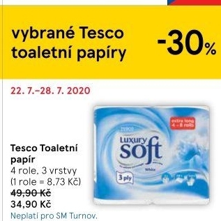 Toaletní papír 3vrstvý Tesco