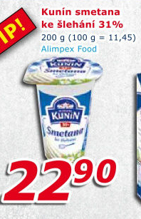 Smetana ke šlehání Kunín 31%