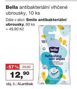Antibakteriální vlhčené ubrousky Bella