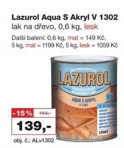 Lak na dřevo Aqua s akryl Mat Lazurol