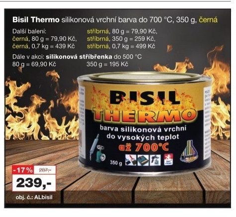 Silikonová vrchní barva Thermo Bisil