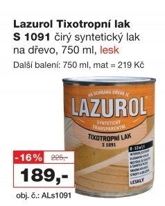 Tixotropní lak na dřevo mat Lazurol