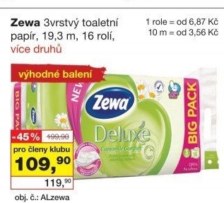 Toaletní papír 3vrstvý Deluxe Zewa