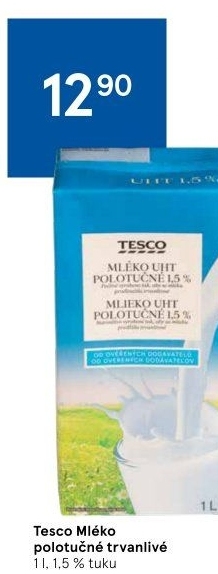 Mléko trvanlivé Tesco - 1,5% polotučné