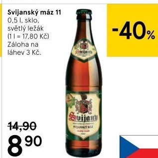 Pivo světlý ležák 11° Svijanský Máz Svijany