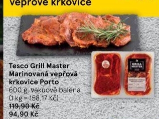 Vepřová krkovice marinovaná bez kosti Porto Grill Master Tesco
