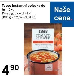 Instantní polévka do hrnečku Tesco