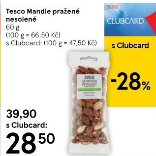 Pražené mandle Tesco