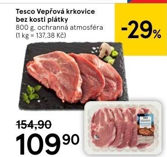 Vepřová krkovice bez kosti Tesco