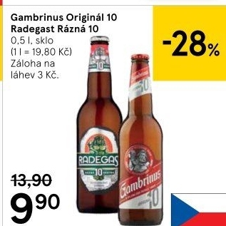 Pivo světlé výčepní Originál 10° Gambrinus