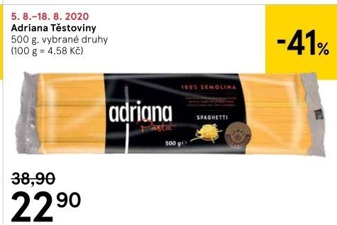 Těstoviny semolinové Adriana