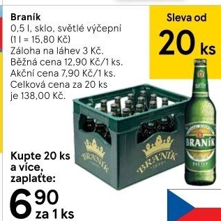 Pivo světlé výčepní 10° Braník