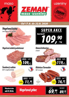 akční leták ZEMAN maso - uzeniny 17.8.2020-22.8.2020