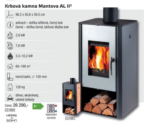 Krbová kamna Mantova AL II Haas + Sohn