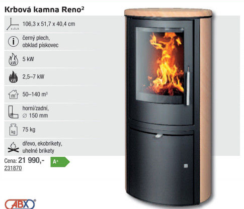 Krbová kamna Reno Panorama ABX
